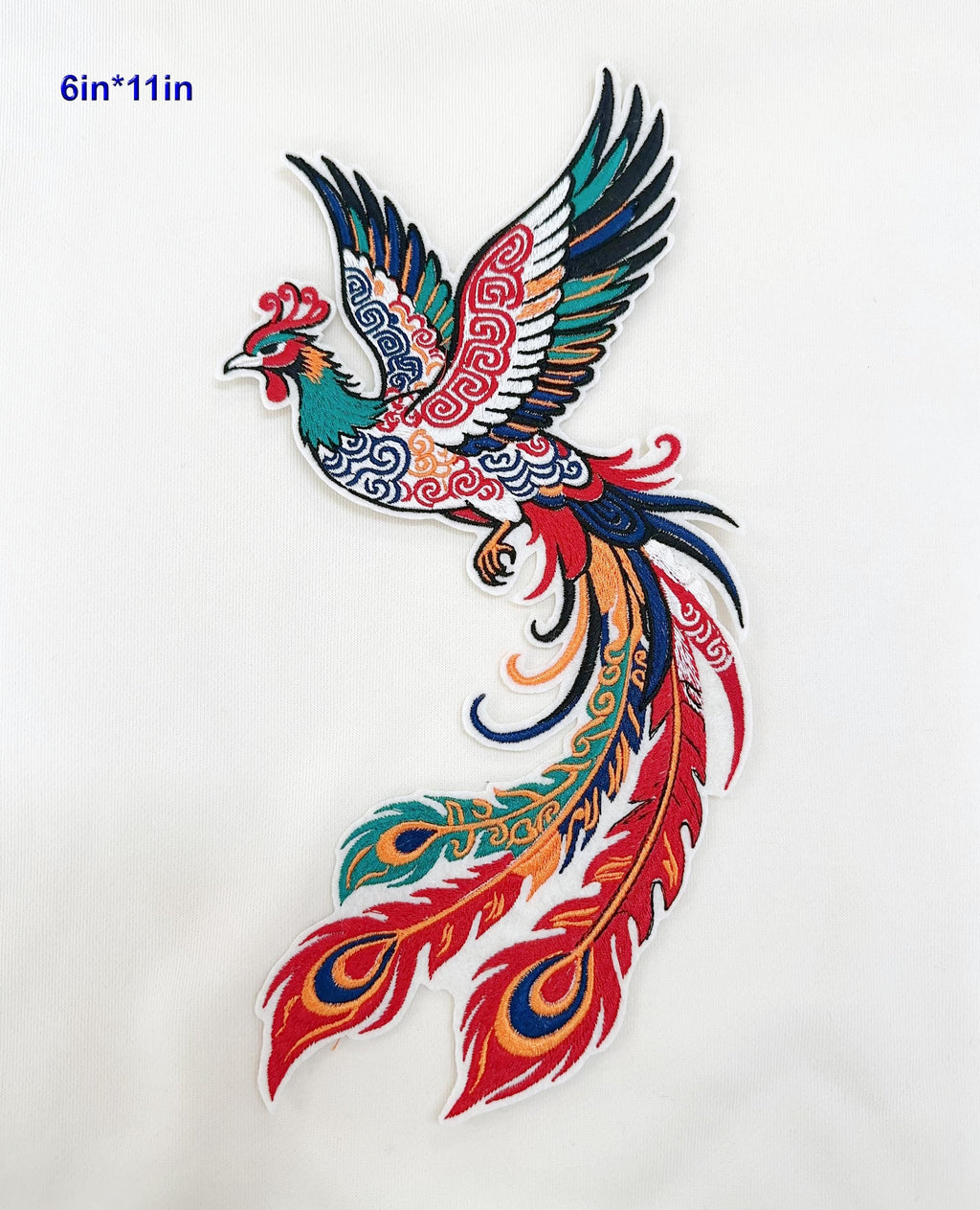 Large Phoenix Rising Embroidered Iron On Patch: Chinese Style Applique