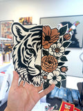 Hand Embroidered Tiger Floral Patch: Sew On/Iron On Applique