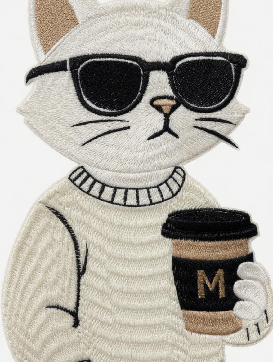 Embroidered Cat Coffee Tote Bag | Lover Canvas Shoulder Bag