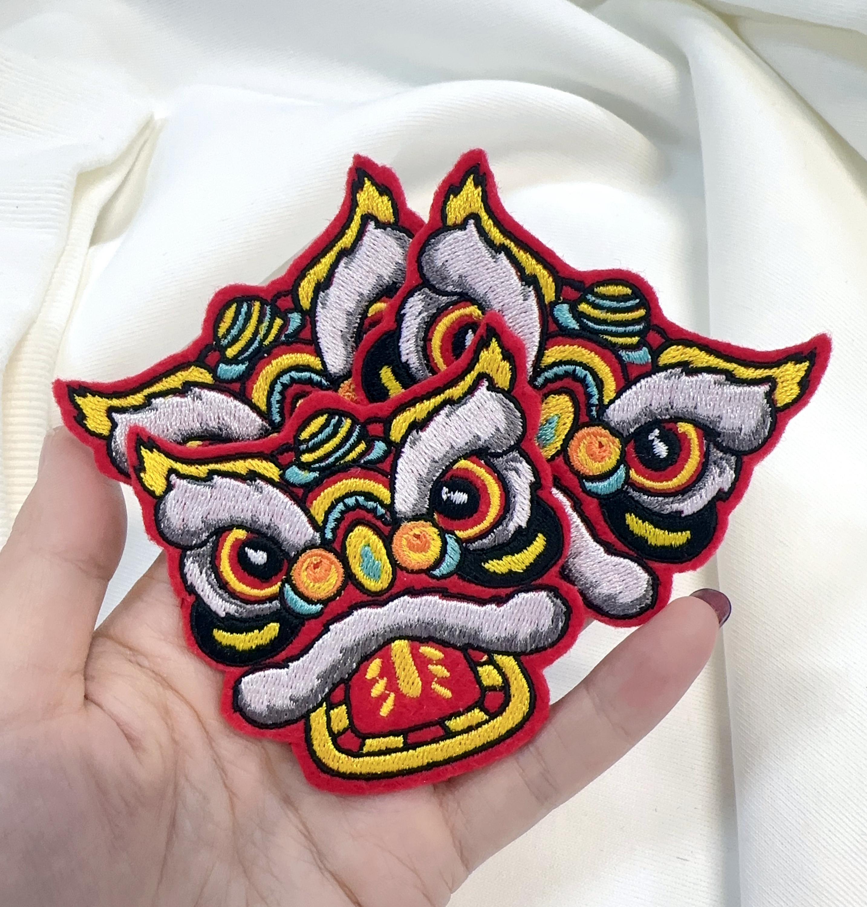 Iron on Lion Dance Embroidery Patch