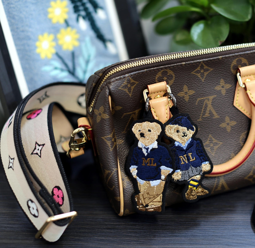Monogram Bear Bag Charm/ handbag Charm  Embroidery Patch/Couple gifts