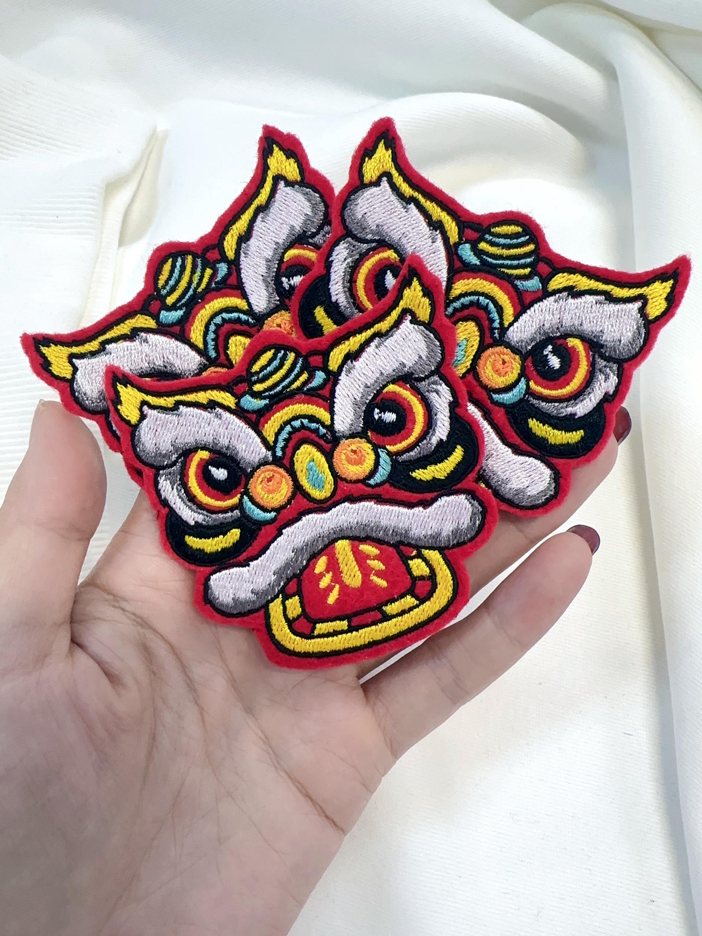 Iron on Lion Dance Embroidery Patch