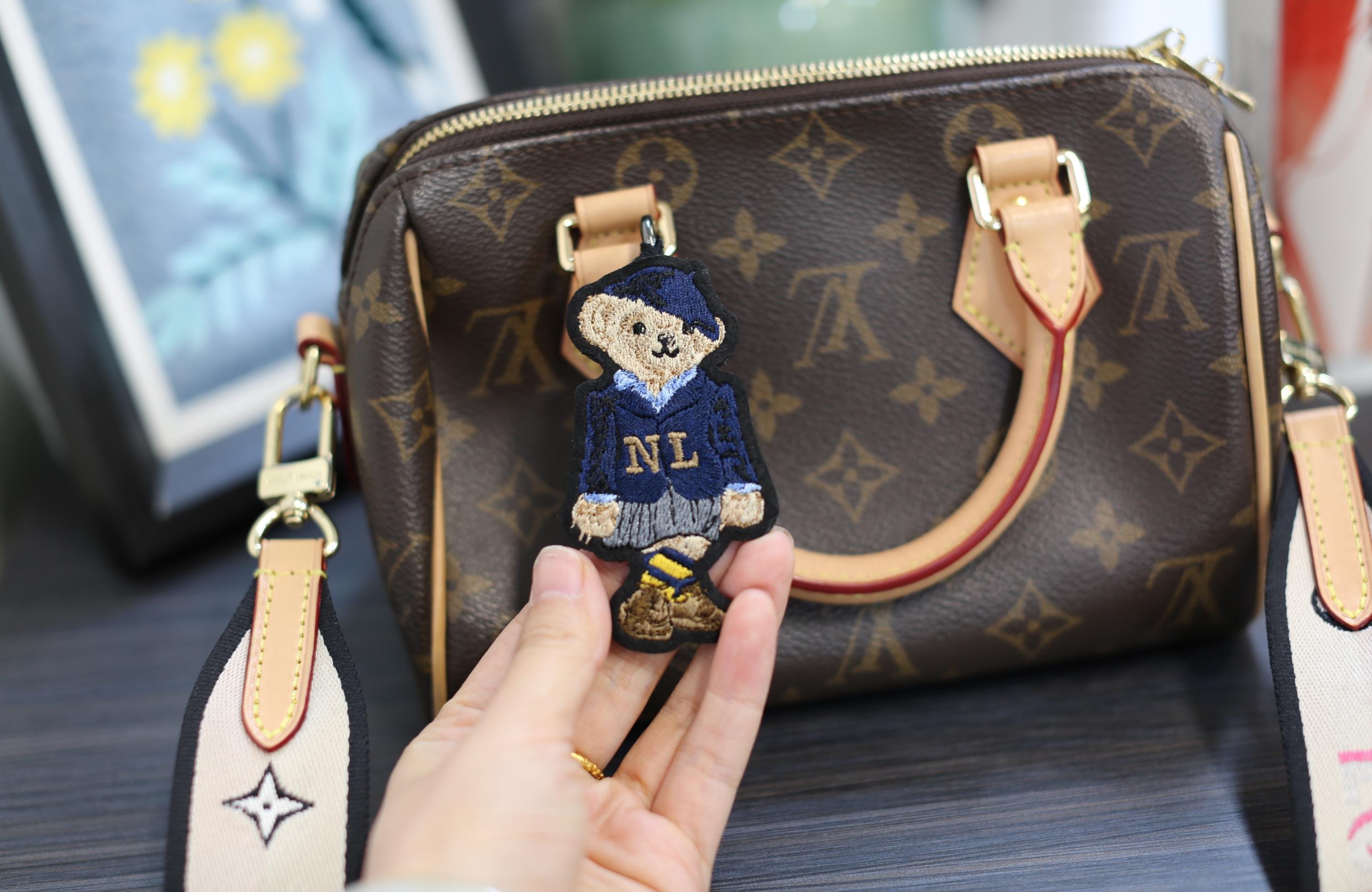 Monogram Bear Bag Charm/ handbag Charm  Embroidery Patch/Couple gifts