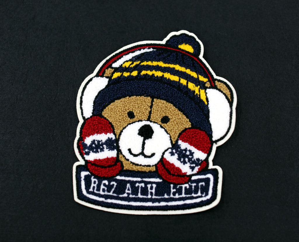 Embroidered jumperChenille Teddy Bear Sew-On Patch, Winter Hat and Mittens
