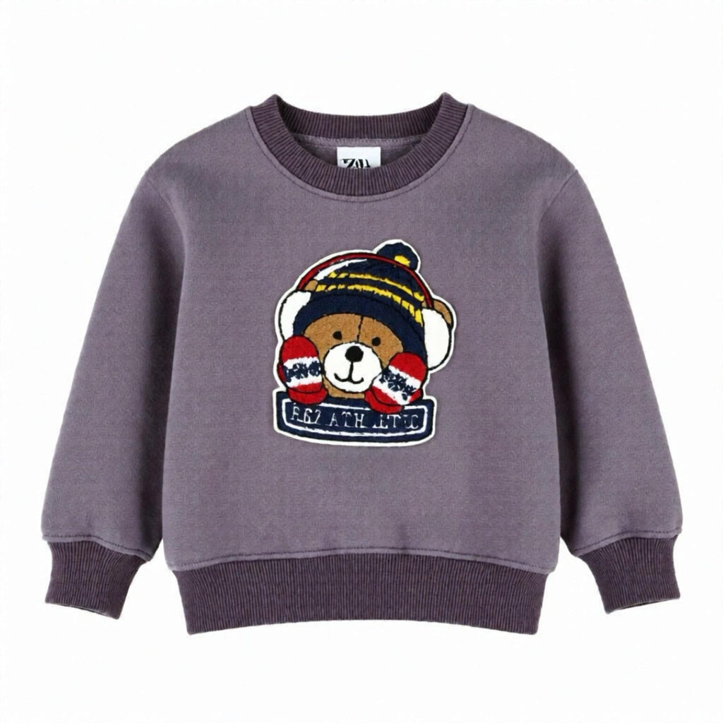Embroidered jumperChenille Teddy Bear Sew-On Patch, Winter Hat and Mittens