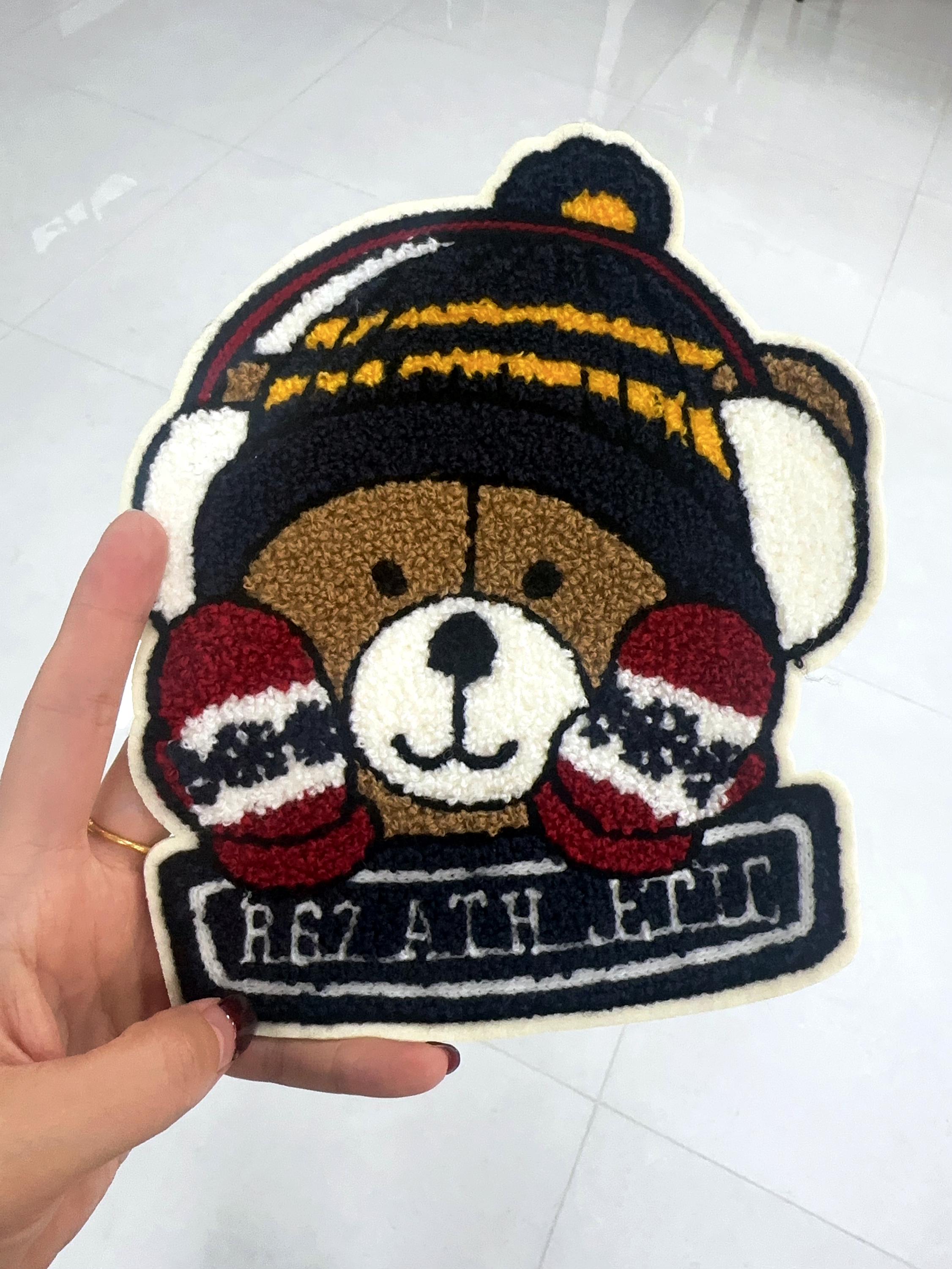 Embroidered jumperChenille Teddy Bear Sew-On Patch, Winter Hat and Mittens
