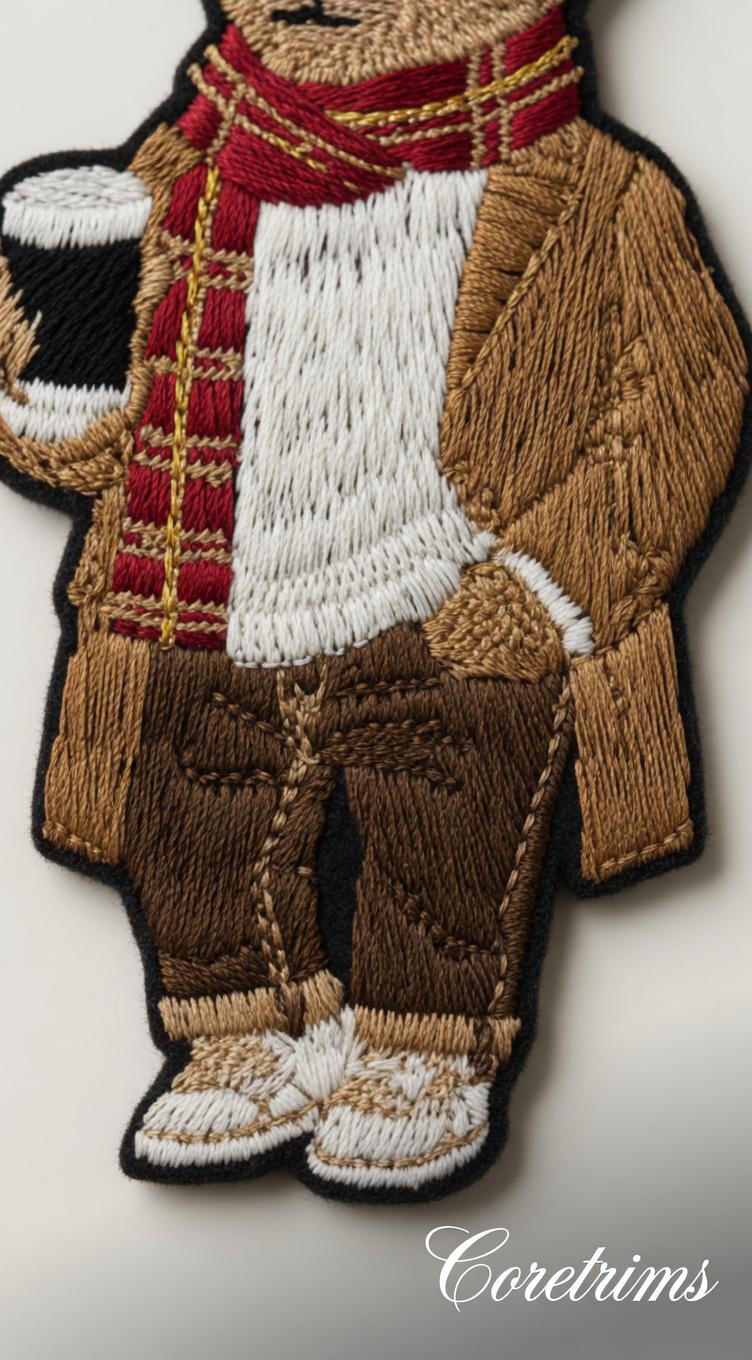 French Style Embroidered Teddy Bear Patch – product image 2