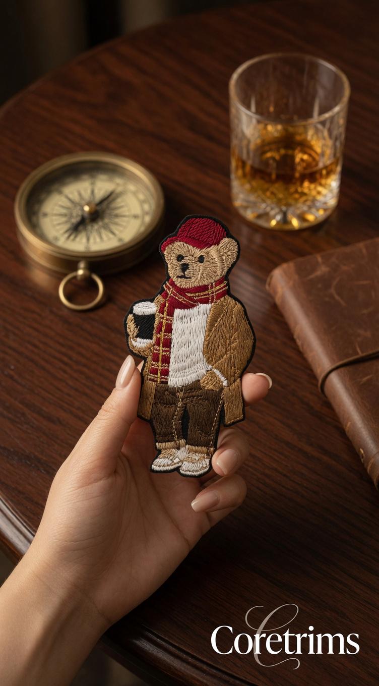 French Style Embroidered Teddy Bear Patch – main product image