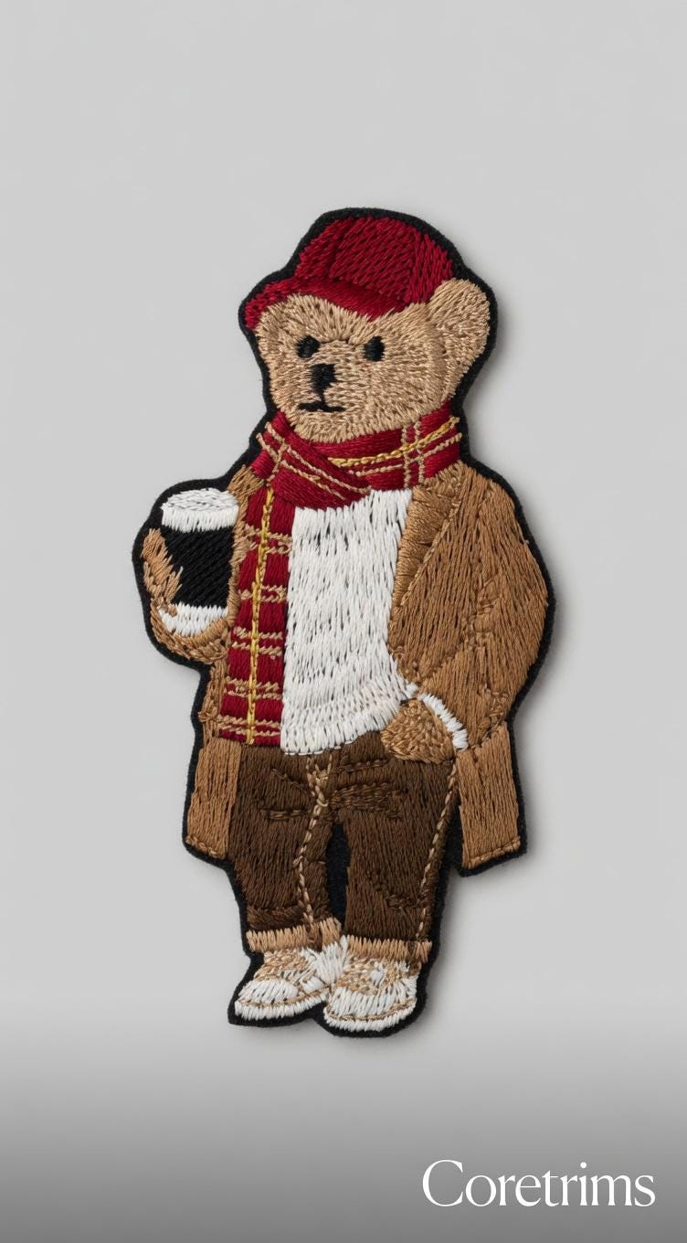 French Style Embroidered Teddy Bear Patch – product image 4