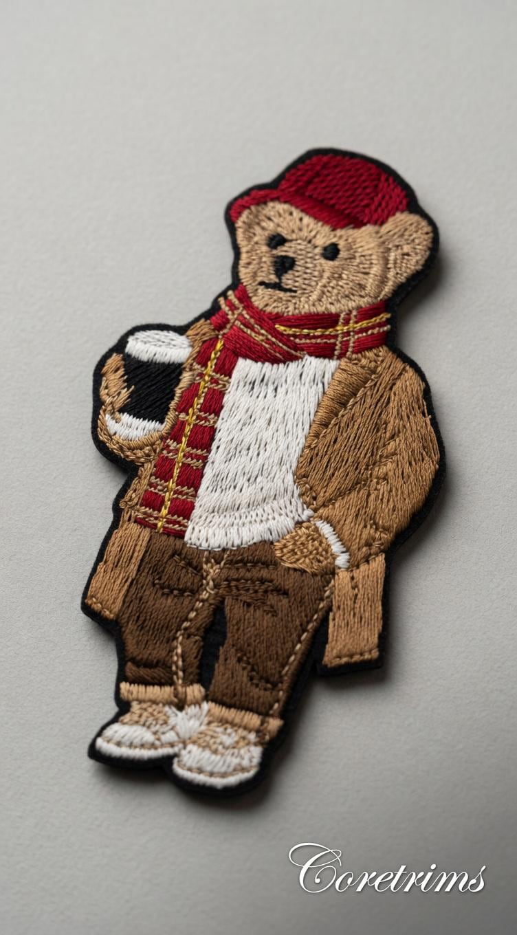 French Style Embroidered Teddy Bear Patch – product image 5