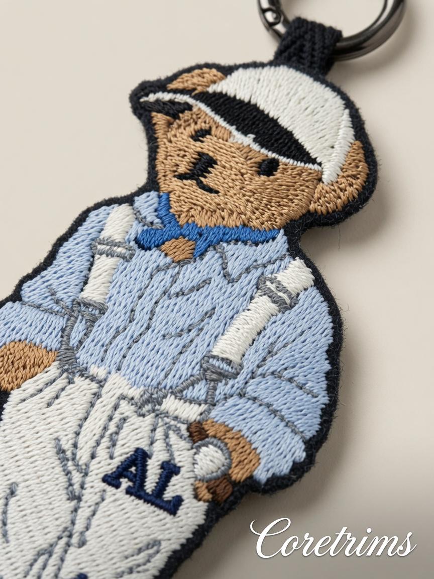 Polo Teddy Bear Keychain – Overalls & Cap Embroidered Bag Charm Keyring with AL Detai