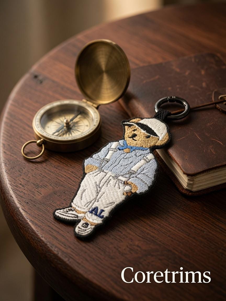 Polo Teddy Bear Keychain – Overalls & Cap Embroidered Bag Charm Keyring with AL Detai