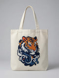 Custom Embroidered Tiger Tote Bag Chinese Style Tiger Head Canvas Shoulder Bag Trendy Shopping Gift Made to Order