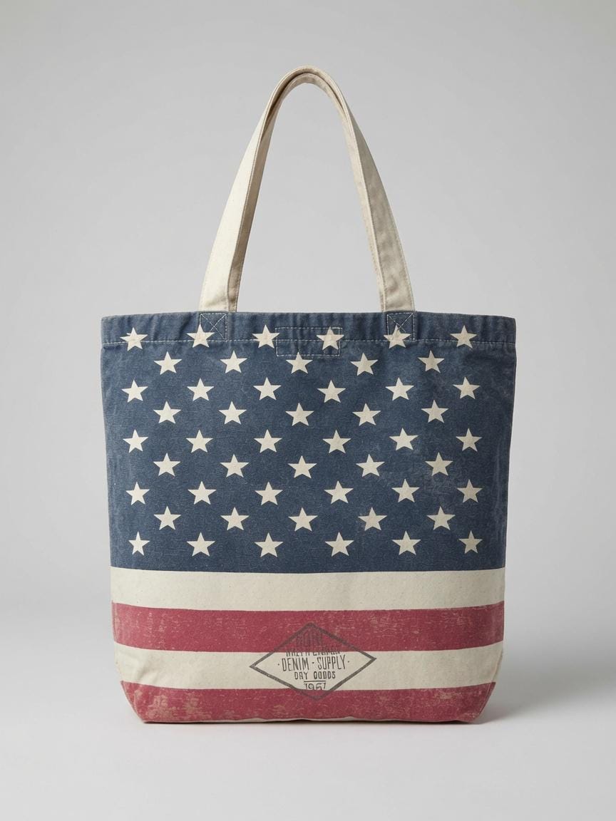 50% off Vintage American Flag Tote Bag Stars & Stripes Canvas Shopping Bag  Patriotic Gift