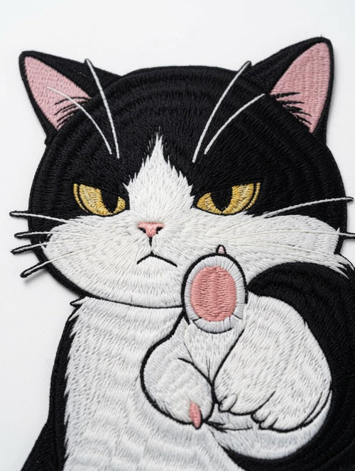 Custom Embroidered  Cat Tote Bag Sassy Black White Cat Canvas Bag Funny Gesture Gift Made to Order