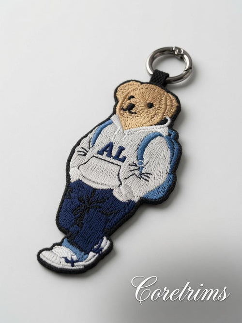 Backpack Teddy Bear Keychain – AL Hoodie Embroidered Bag Charm Keyring, Student Style Bear