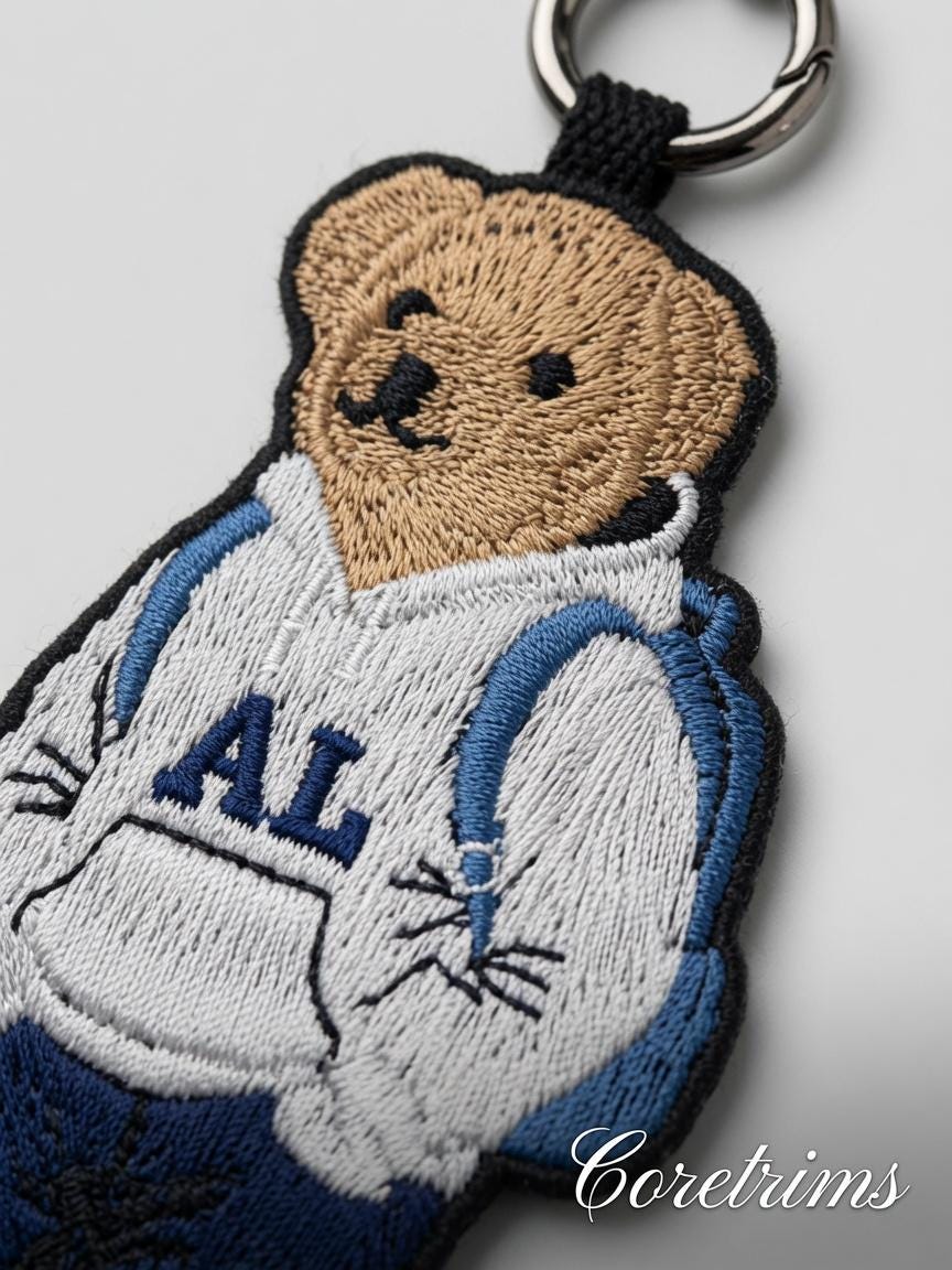 Backpack Teddy Bear Keychain – AL Hoodie Embroidered Bag Charm Keyring, Student Style Bear