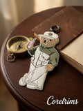 Cool Teddy Bear Keychain – Drink & Cap Embroidered Bag Charm Keyring, Summer Vibes Bear