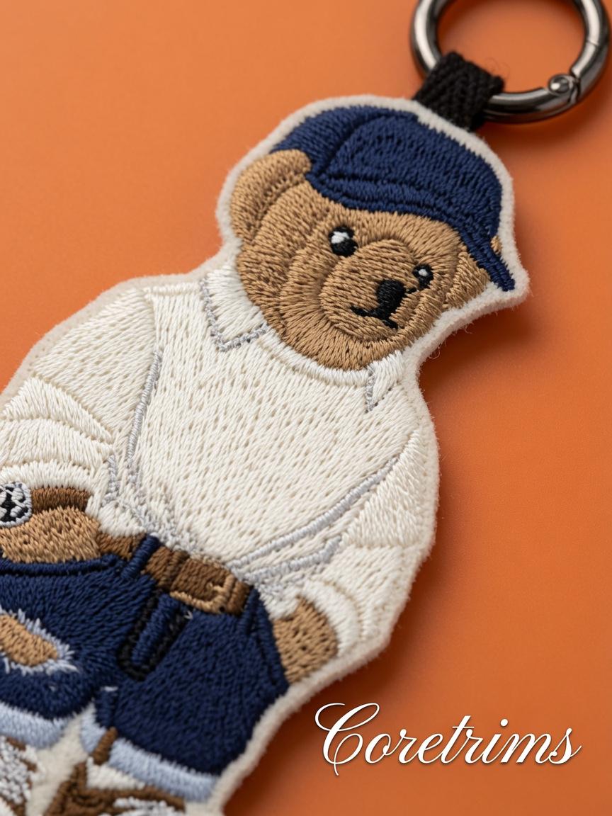 Casual Teddy Bear Keychain – Ripped Jeans & Cap Embroidered Bag Charm Keyring, Street Style Bear