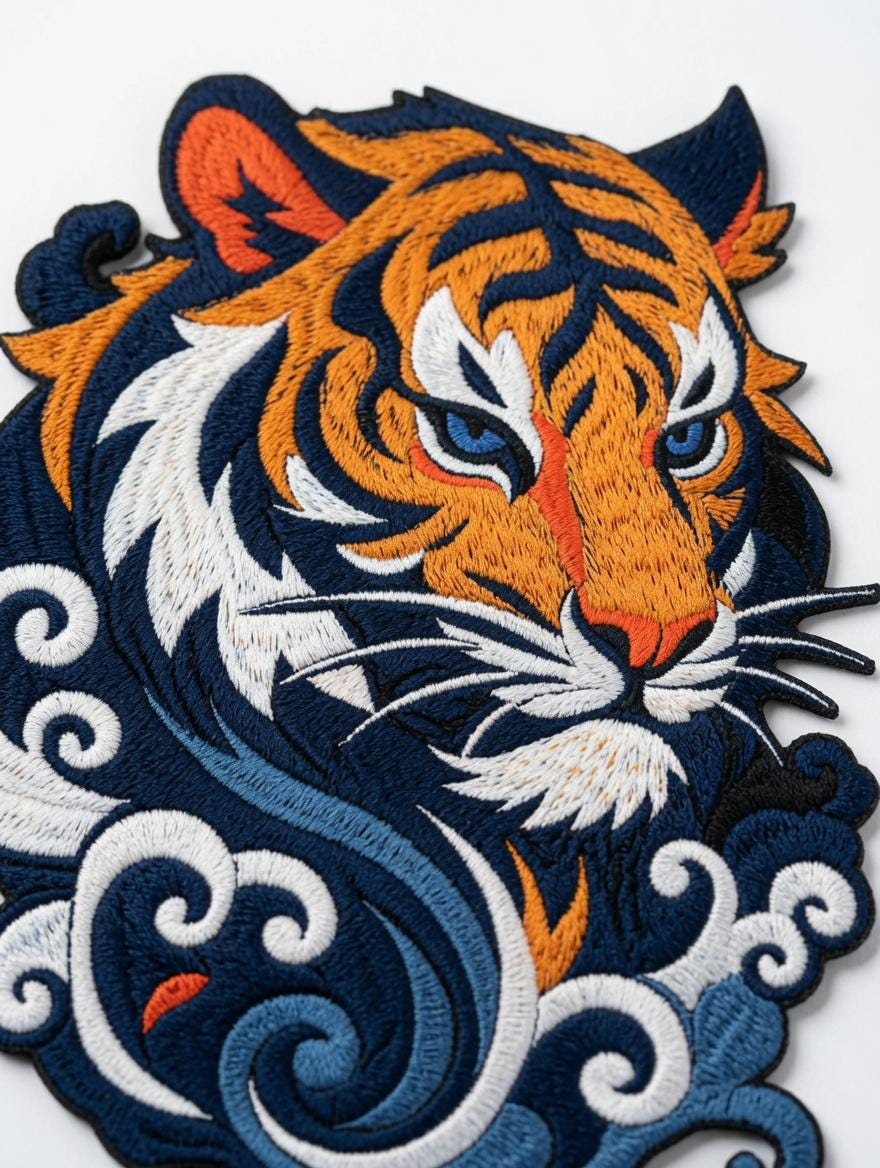 Custom Embroidered Tiger Tote Bag Chinese Style Tiger Head Canvas Shoulder Bag Trendy Shopping Gift Made to Order