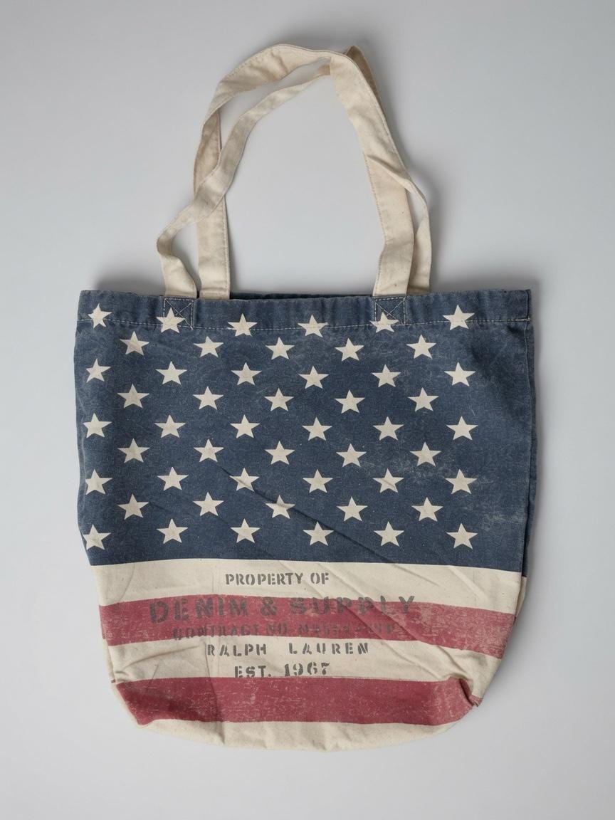 50% off Vintage American Flag Tote Bag Stars & Stripes Canvas Shopping Bag  Patriotic Gift