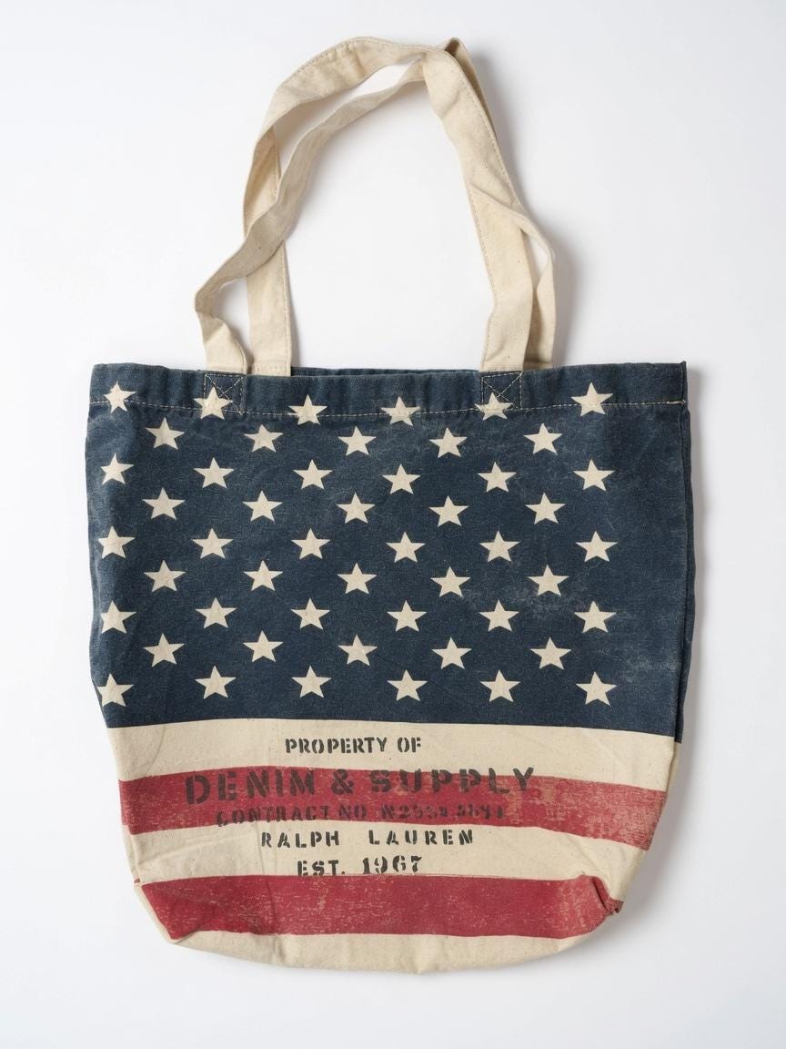 50% off Vintage American Flag Tote Bag Stars & Stripes Canvas Shopping Bag  Patriotic Gift