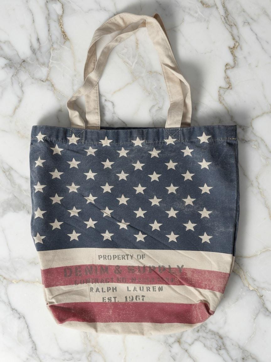 50% off Vintage American Flag Tote Bag Stars & Stripes Canvas Shopping Bag  Patriotic Gift