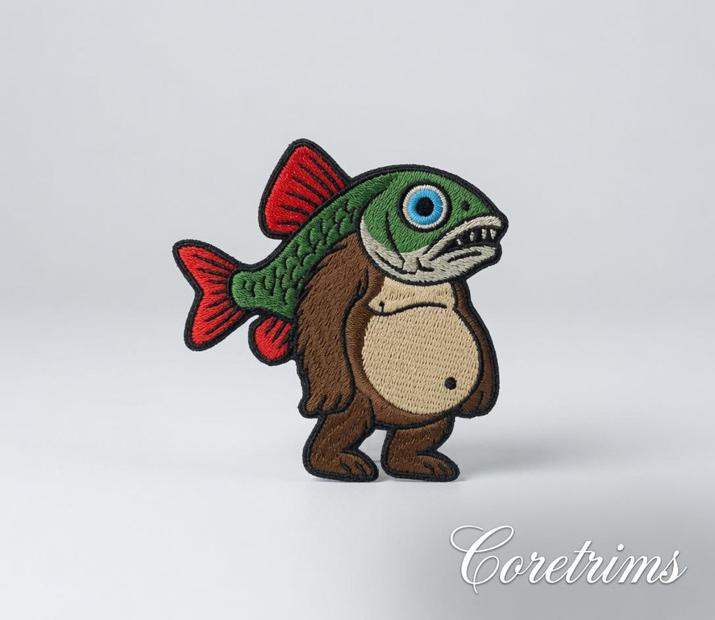 Troppa Trippa Italian Brainrot  Creature Clipart Funny Bear-Fish Hybrid Embroidered Iron-On Appliqué