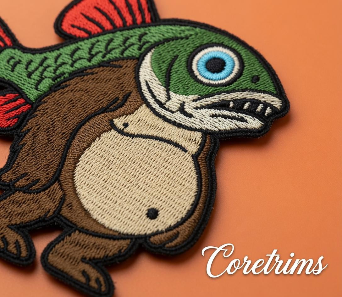 Troppa Trippa Italian Brainrot  Creature Clipart Funny Bear-Fish Hybrid Embroidered Iron-On Appliqué