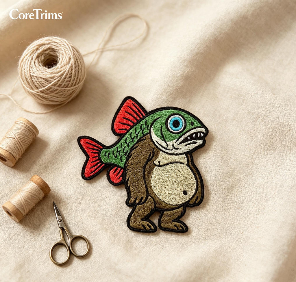 Troppa Trippa Italian Brainrot  Creature Clipart Funny Bear-Fish Hybrid Embroidered Iron-On Appliqué