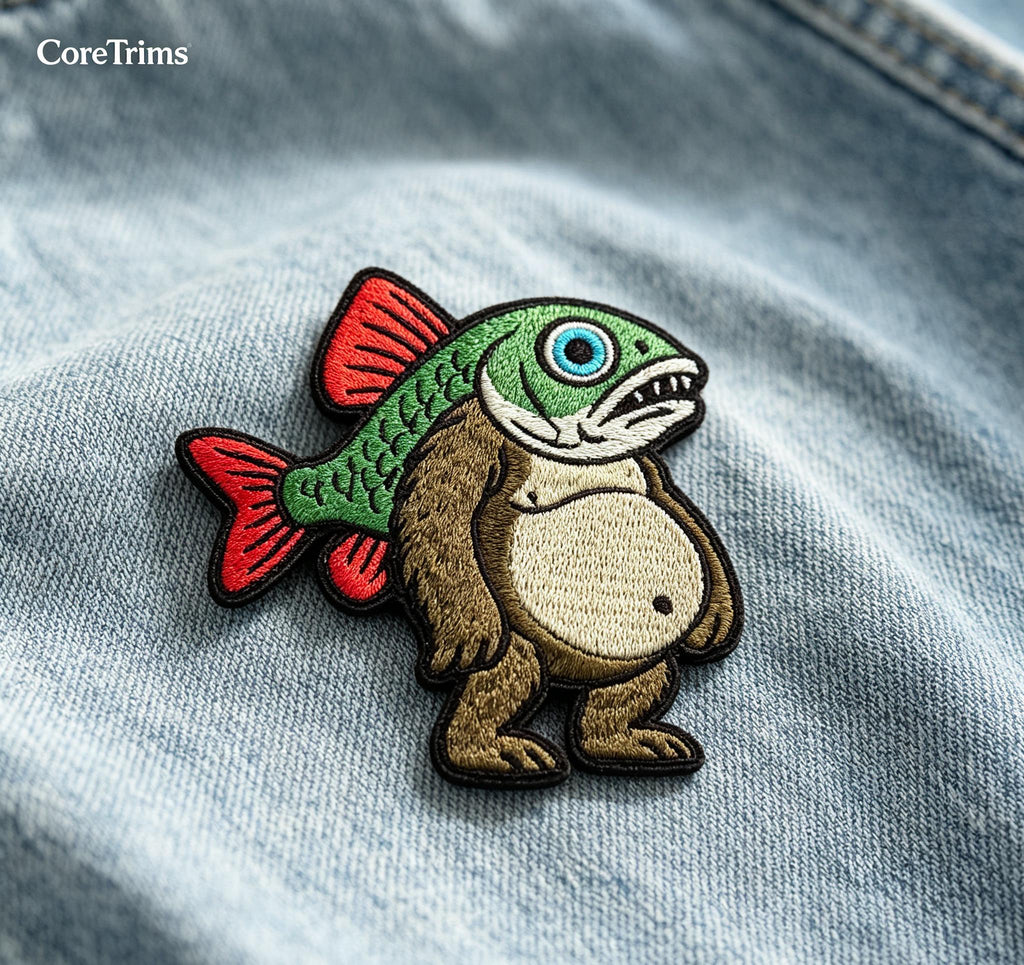 Troppa Trippa Italian Brainrot  Creature Clipart Funny Bear-Fish Hybrid Embroidered Iron-On Appliqué