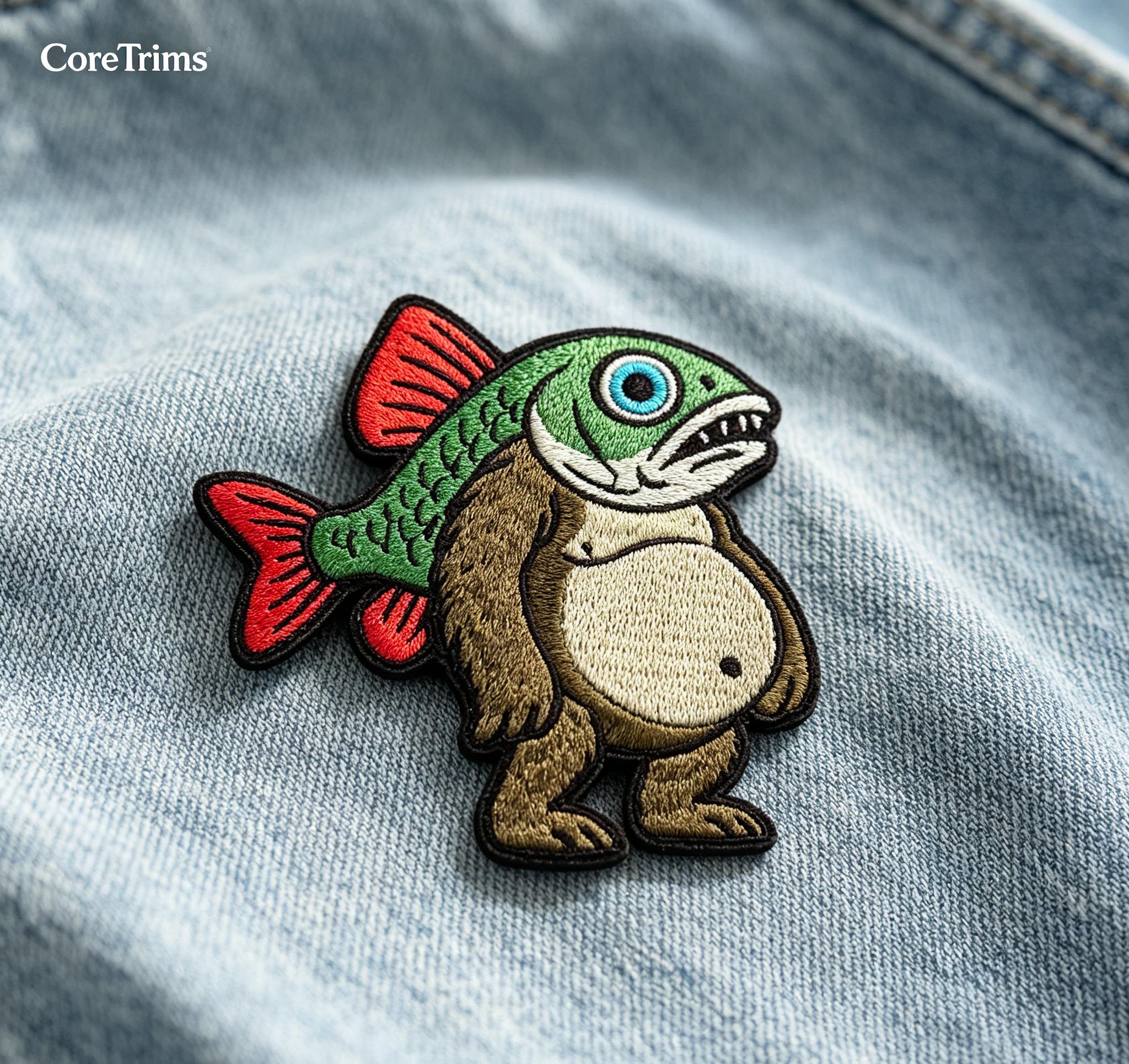 Troppa Trippa Italian Brainrot  Creature Clipart Funny Bear-Fish Hybrid Embroidered Iron-On Appliqué