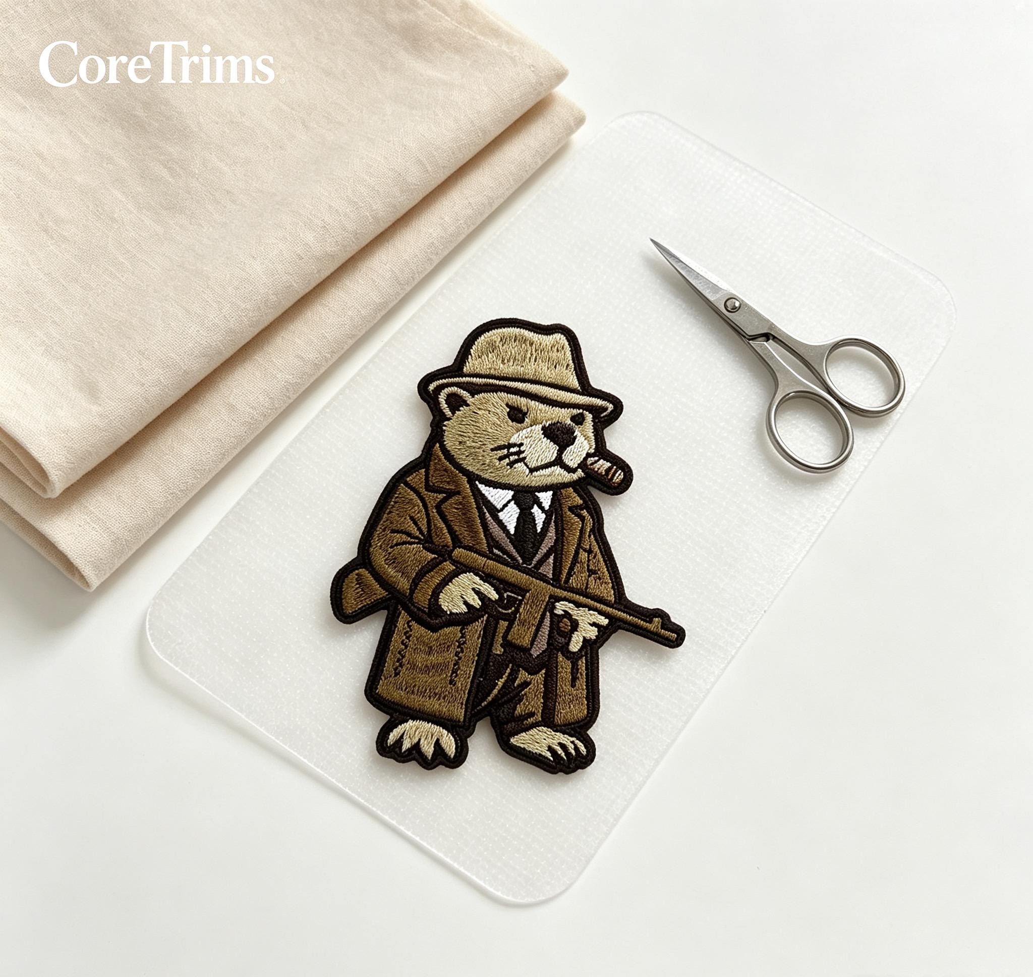 Gangster Beaver Meme  Patch – Mobster Animal with Tommy Gun Embroidered Iron-On Appliqué, Funny Cartoon