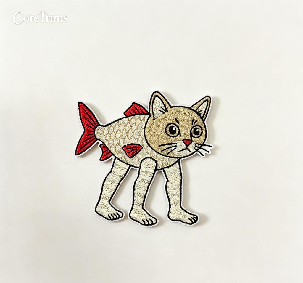 Trulimero Trulicina Catfish Meme |Fish Patch – Funny Cat-Fish Hybrid Embroidered Iron-On Appliqué, Cute Animal Patch