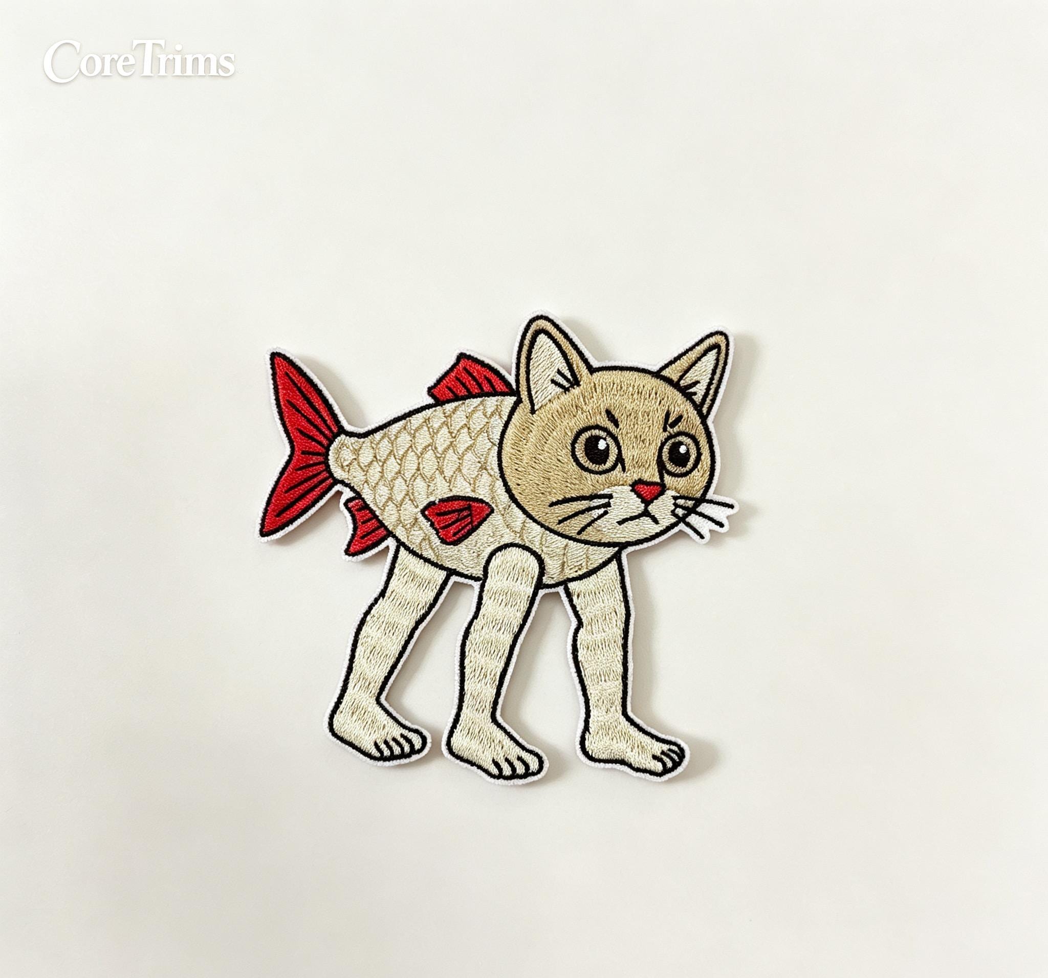 Trulimero Trulicina Catfish Meme |Fish Patch – Funny Cat-Fish Hybrid Embroidered Iron-On Appliqué, Cute Animal Patch