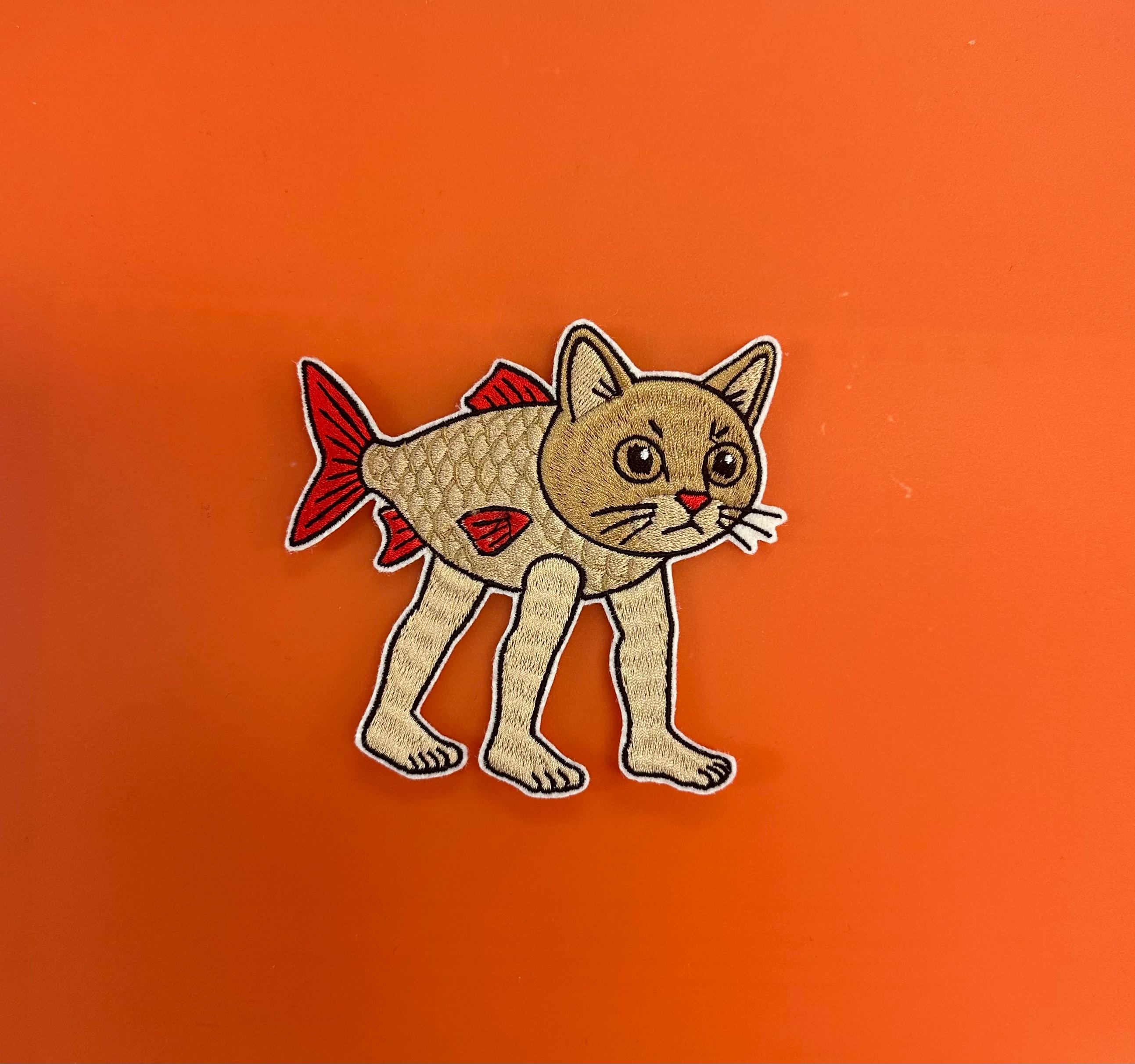 Trulimero Trulicina Catfish Meme |Fish Patch – Funny Cat-Fish Hybrid Embroidered Iron-On Appliqué, Cute Animal Patch