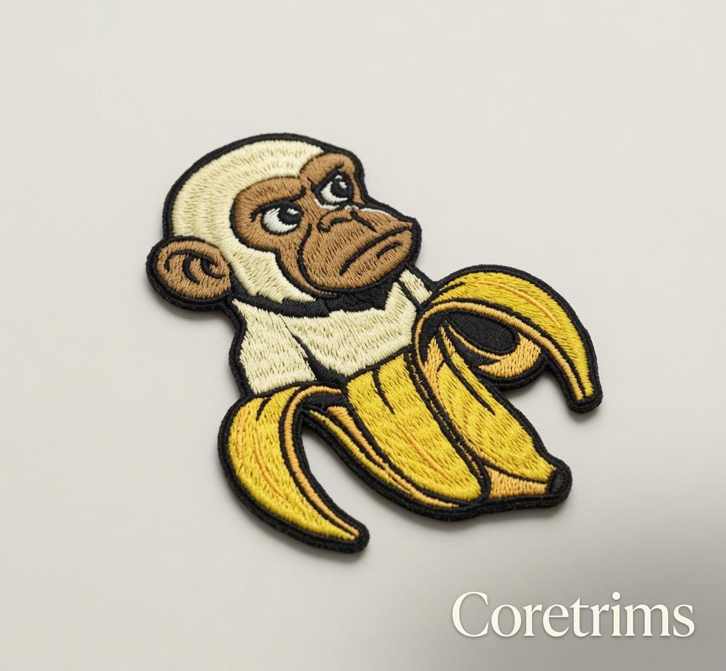 Chimpanzini Bananini Monkey Banana Italian Brainrot Meme Embroidered Iron-On Patch for Backpacks Hats Hoodies