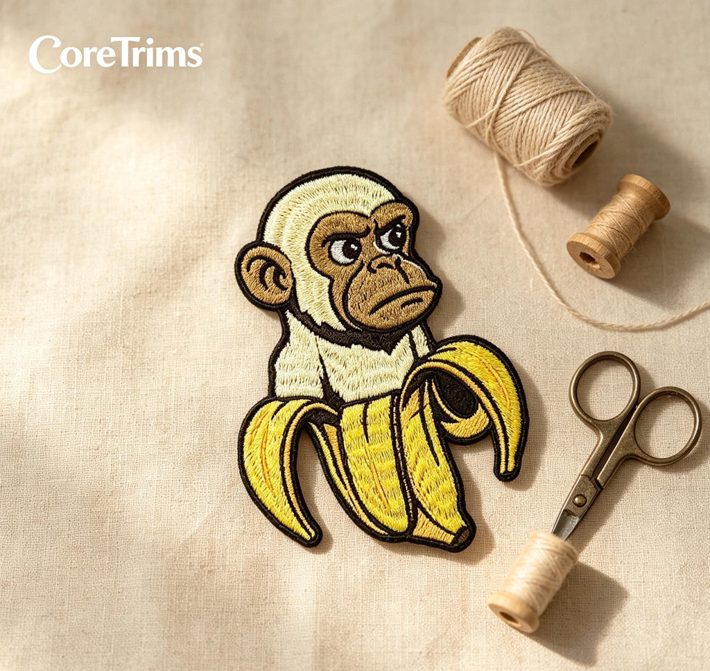 Chimpanzini Bananini Monkey Banana Italian Brainrot Meme Embroidered Iron-On Patch for Backpacks Hats Hoodies