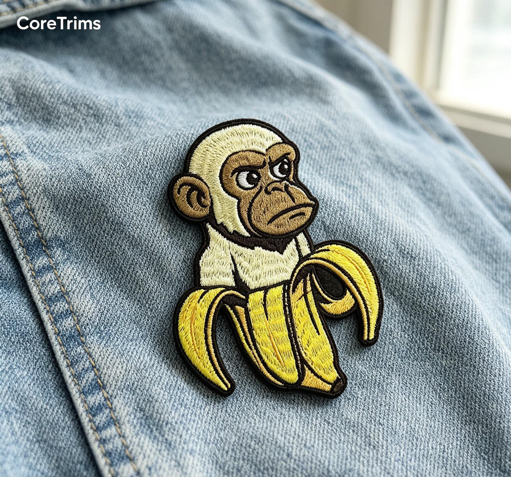 Chimpanzini Bananini Monkey Banana Italian Brainrot Meme Embroidered Iron-On Patch for Backpacks Hats Hoodies