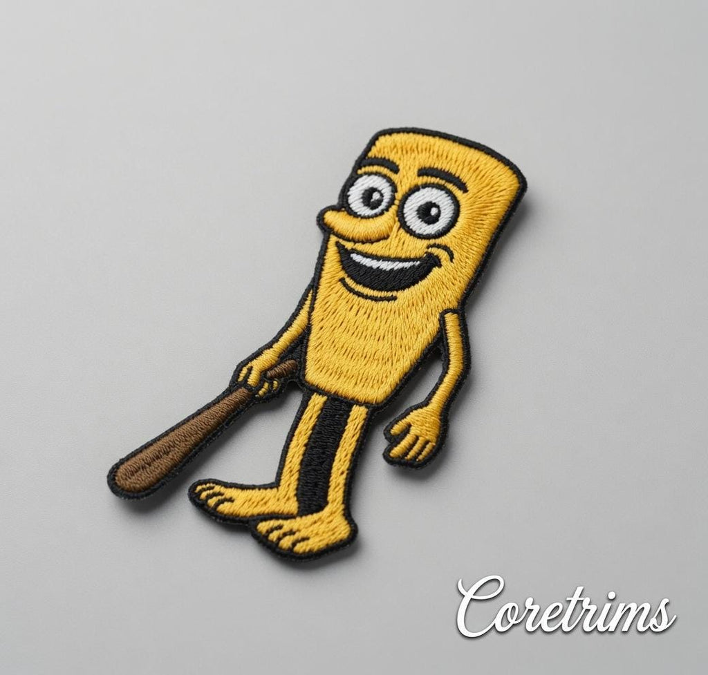 Tung Tung Tung Sahur Italian Brainrot  |  Baseball Bat  Patch – Funny Cartoon Bat with Bat Embroidered Iron-On Appliqué, Sporty Fun Patch