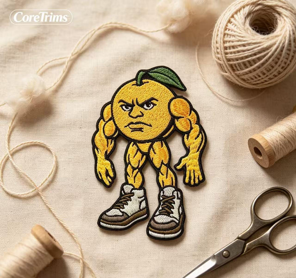 Lon Lon Lemon ByItalian Brainrot Game Puzzles|Funny Angry Fruit Character Embroidered Iron-On Appliqué, Gym Cartoon Patch