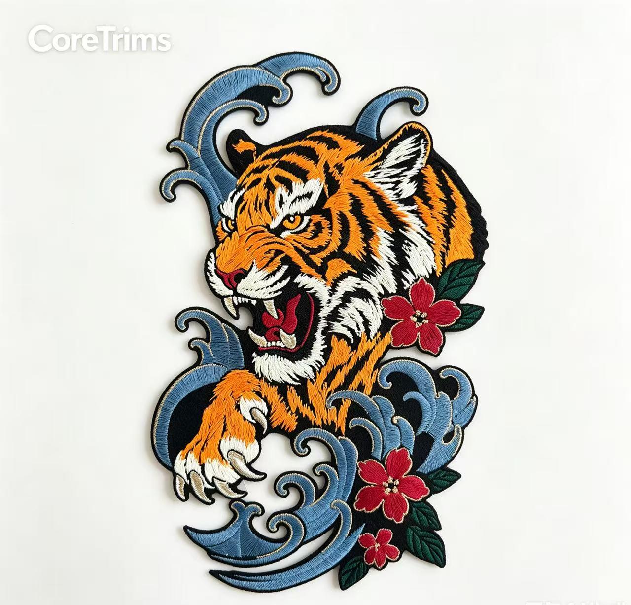 Japanese Style Roaring Tiger Embroidered Patch – product image 6