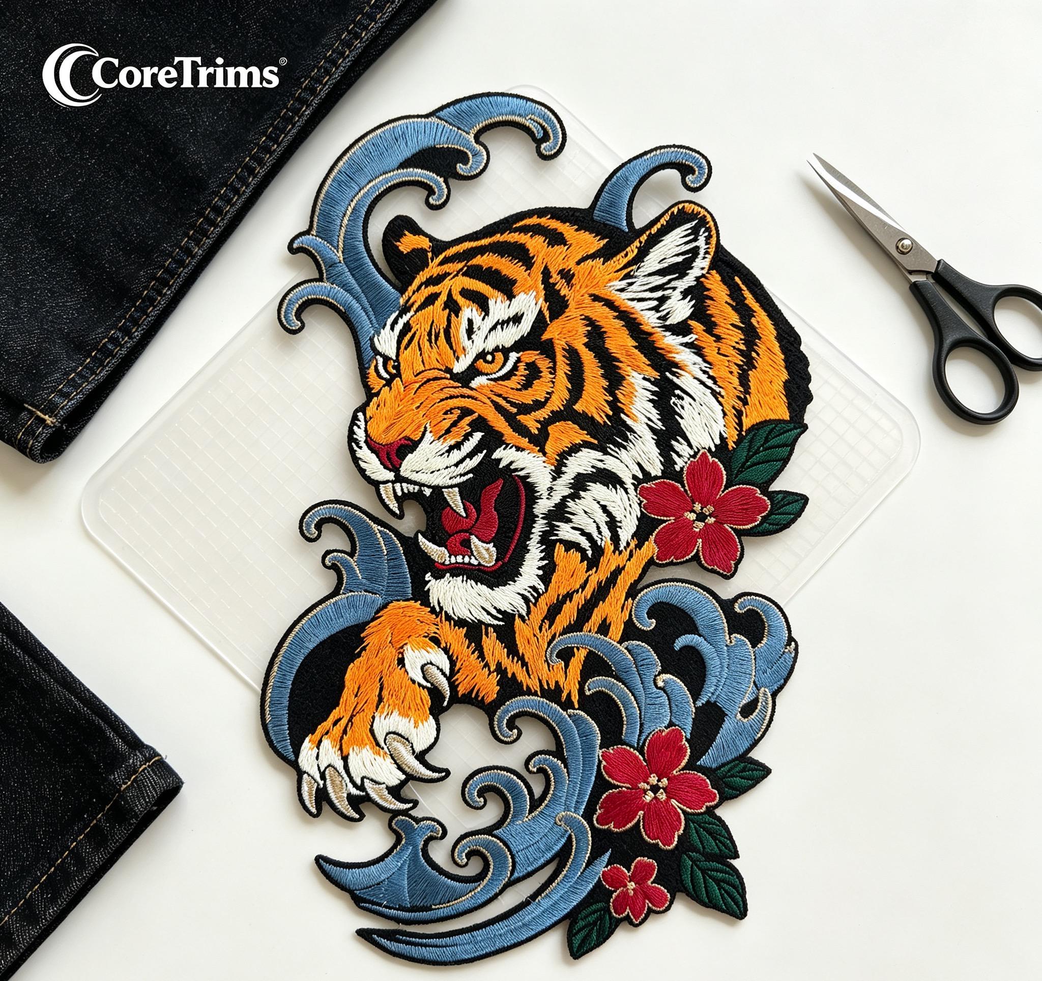 Japanese Style Roaring Tiger Embroidered Patch – product image 2