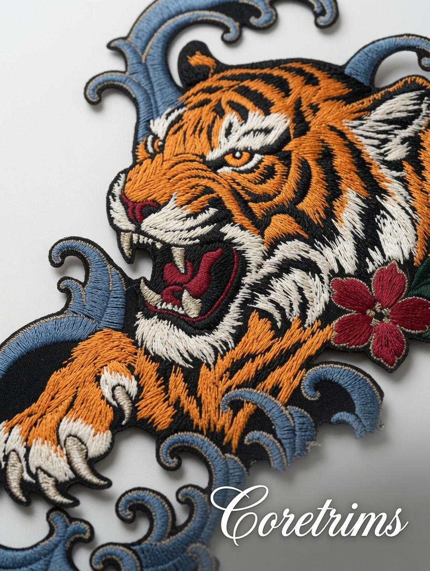Japanese Style Roaring Tiger Embroidered Patch – product image 10