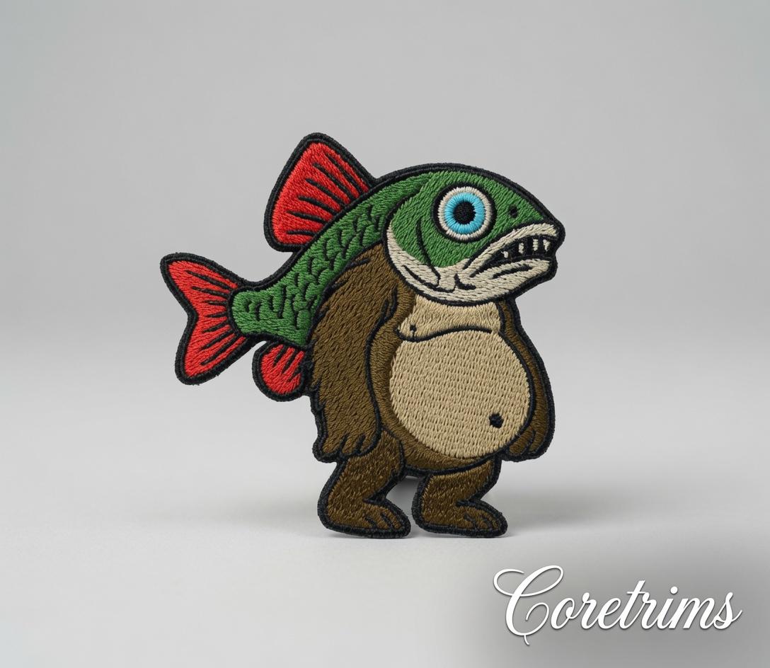 Troppa Trippa Italian Brainrot  Creature Clipart Funny Bear-Fish Hybrid Embroidered Iron-On Appliqué