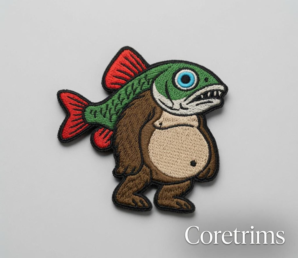 Troppa Trippa Italian Brainrot  Creature Clipart Funny Bear-Fish Hybrid Embroidered Iron-On Appliqué