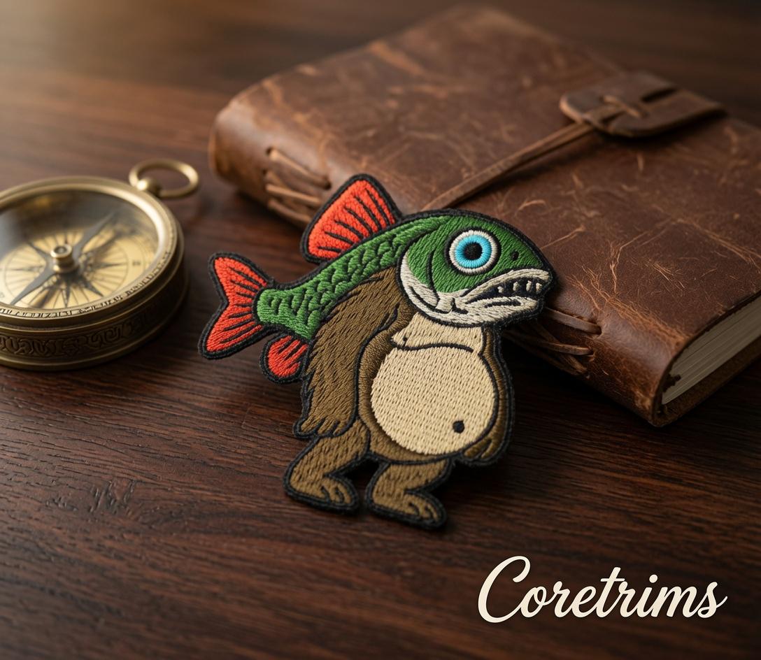 Troppa Trippa Italian Brainrot  Creature Clipart Funny Bear-Fish Hybrid Embroidered Iron-On Appliqué