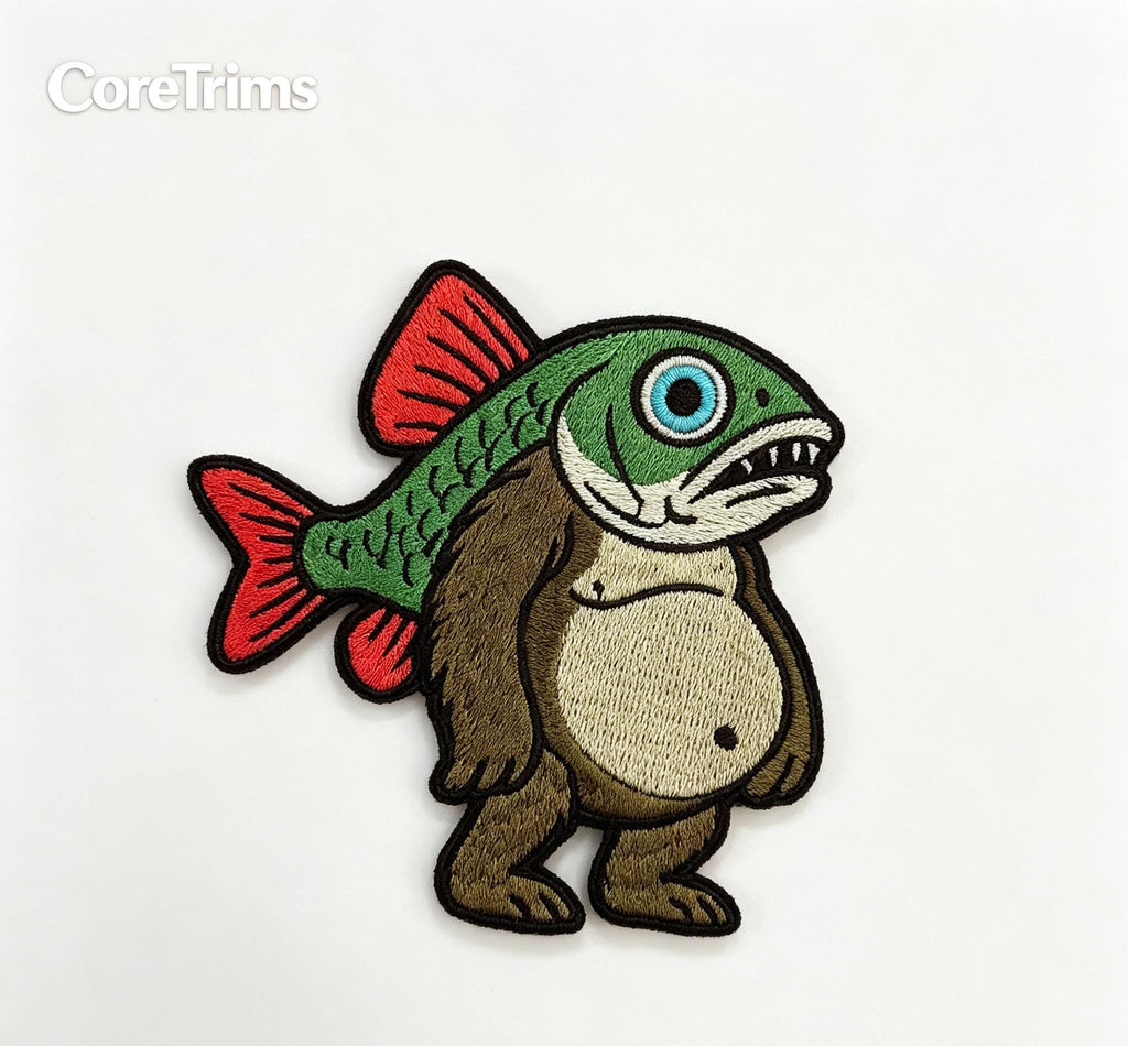 Troppa Trippa Italian Brainrot  Creature Clipart Funny Bear-Fish Hybrid Embroidered Iron-On Appliqué
