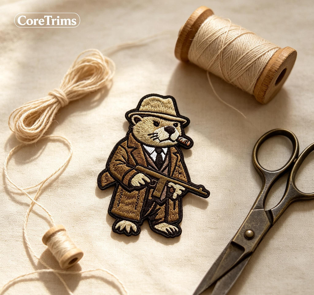 Gangster Beaver Meme Embroidered Patch – product image 6