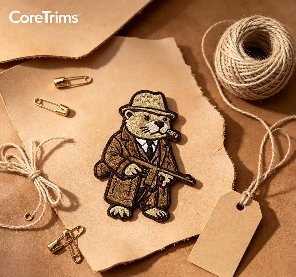Gangster Beaver Meme  Patch – Mobster Animal with Tommy Gun Embroidered Iron-On Appliqué, Funny Cartoon
